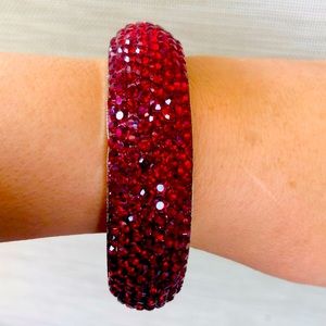 Blood Red Swarovski Crystal Bangle Bracelet